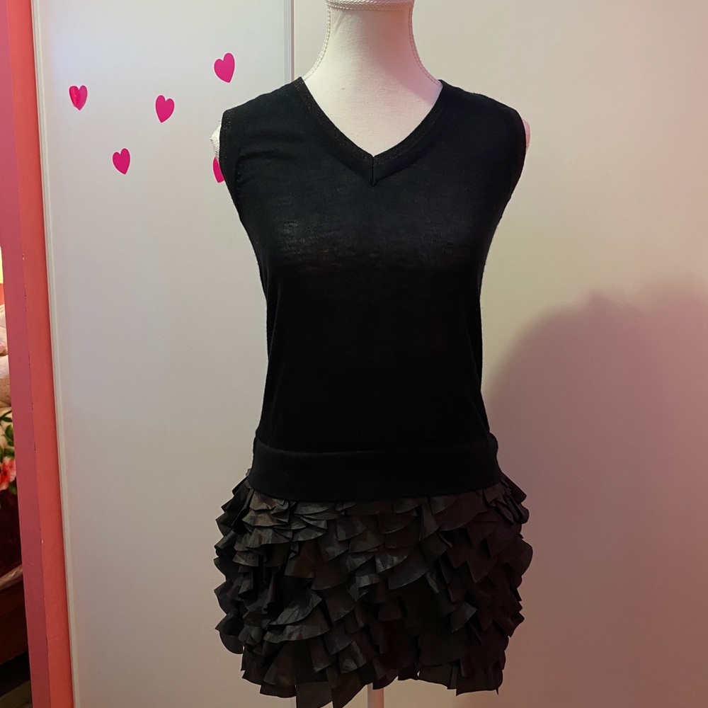 MISSONI Made in Italy Black Ruffle Top